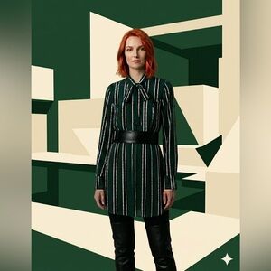 Chic Long Sleeve Striped Dress in Green